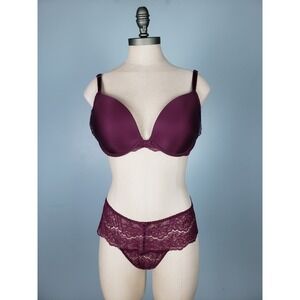 Victoria's Secret Dream Angels Set Push-Up‎ Bra 34DD Wide Thong Panty Sz M Lacy
